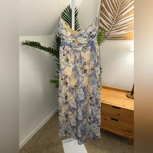 ASTR The Label Women's Rozina Blue‎ Green Floral Cutout Lined Maxi Dress thumbnail 6