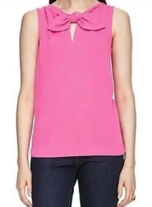 Kate Spade New York‎ Pink Bow Neck Sleeveless Top Fuchsia Cotton Blend Size M thumbnail 1