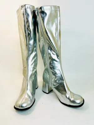 Rubies Women’s Costume Silver Patent GoGo Boots Silver Polyurethane size 10 thumbnail 3