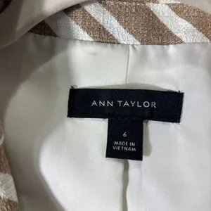 Ann Taylor Women Size 6 Animal Zebra Print Blazer‎ Lined Neutral Single Button thumbnail 2