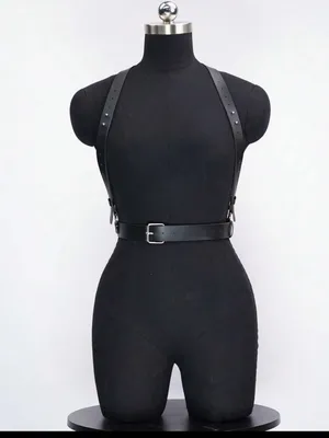 Black Faux Leather Harness Belt New thumbnail 4