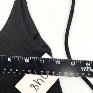 Tiger Mist Mini Top Womens Size XS Black Tie Strap Slit Rayon Blend Y2K Sexy‎ thumbnail 4