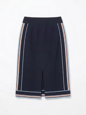 Reiss Maciee Skirt Women 4 Navy Blue NWT Striped Midi Pencil Pockets thumbnail 4