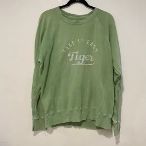 Aerie Take It Easy Tiger Green Sweatshirt Size S Oversized Graphic Crewneck thumbnail 2