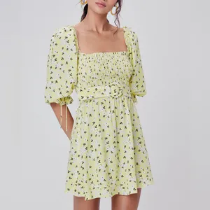 For Love & Lemons Chrysanthemum Mini Dress Lemonade Yellow Floral Medium thumbnail 2