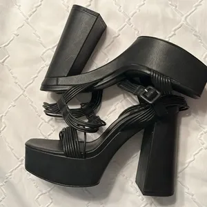 Aqua Black Block Heel Platform Sandals(Size 9.5M) thumbnail 4