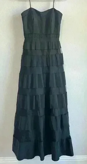 Aidan Mattox‎ Women's Organza Black Sheer Illusion Lined Gown Dress Size 8 thumbnail 1
