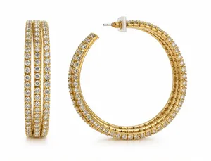 Zara Gold Crystal-Trim Hoop Earrings thumbnail 1