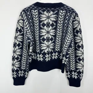 NEW Madewell Fair Isle Cardigan Jacket in Wool Navy Ivory Pattern Womens XL thumbnail 13