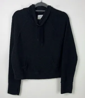 Aerie Snow Day Mock Neck Sweatshirt Boucle Women’s Size Medium Dark Gray Black thumbnail 1