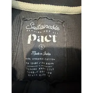 Pact Thermal Waffle‎ Knit Henley Shirt Small Charcoal Gray Organic Cotton #H12-2 thumbnail 2