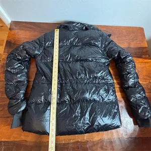 Alo Athleta‎ Puffer Jacket Womens XS Black Shiny Full Zip Quilted Rib Cuffs thumbnail 9