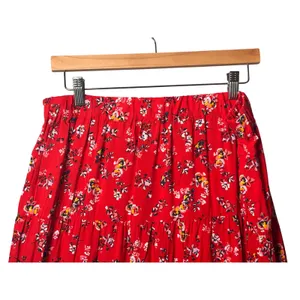 Beachlunchlounge Ramona Maxi Skirt L Aurora Red Floral Tiered Boho Cottagecore thumbnail 3