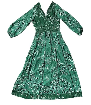 Poupette St Barth Green Floral Midi Dress thumbnail 1