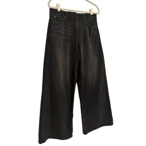American Eagle Super High-Rise Ultra Wide Leg Jeans Black Strigid Womens 8 Short thumbnail 5