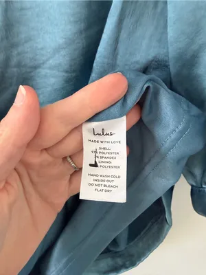 Lulu’s Got The Love Slate Blue Satin Square Neck Mini Long Sleeve Dress Medium thumbnail 4