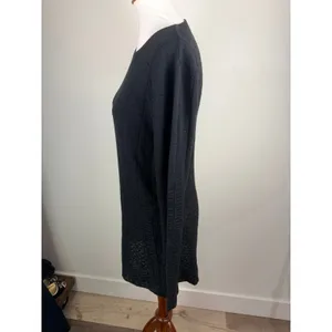 Raey Black Organic Cotton Textured Pointelle Crochet Knit Sweater‎ Dress Italy thumbnail 11