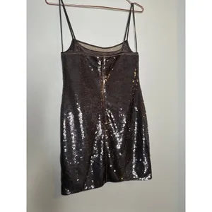 A.L.C. Brown Sequin Adjustable Strap Square Neck Sleeveless Dani Mini Dress sz S thumbnail 7