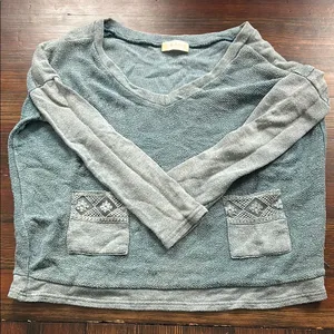Altard State Blue V-Neck Sweater with Pocket Detail thumbnail 1