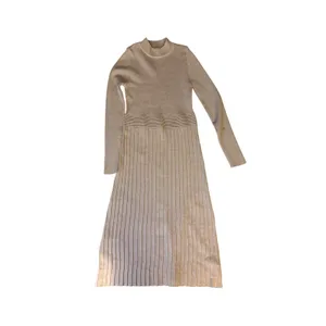 Aluedudu Ribbed Mock Neck Midi Sweater Dress Size M Taupe Neutral Fall thumbnail 6