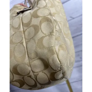 Coach Hamilton Hobo F17403 Signature Jacquard Beige Leather Shoulder Bag thumbnail 5
