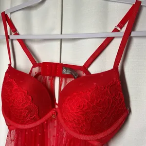 Daisy Negligie Red Sexy Sheer Lace M Babydoll Top Fairy Nightgown Lingerie Y2K thumbnail 2