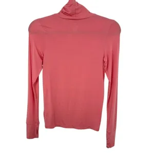 Offline by Aerie Womens Coral Pink Modal Turtleneck Long‎ Sleeve Top Thumbholes thumbnail 2