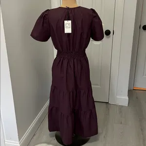 THML Maroon Faux Leather Tiered Maxi/Midi Dress thumbnail 3
