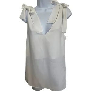 BELLE & BLOOM Feel For You White V-Neck Tie‎ Shoulder Sleeveless Top NWT $90 XS thumbnail 2