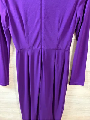 London Times Purple Twist-Front Long Sleeve Midi Dress 2 thumbnail 6