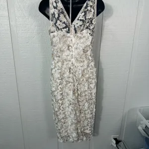 Adrienna Papell Off White Lace Overlay Sleeveless Dress Size 4 NWOT thumbnail 6