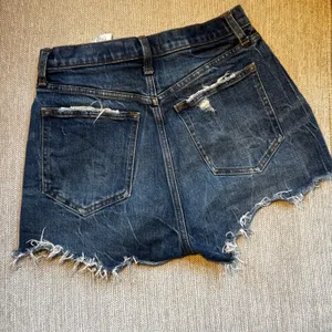 Abercrombie & Fitch Dark Blue Frayed Jean Shorts thumbnail 3