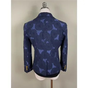 Ann Taylor The Newbury Blazer Navy Floral Jacquard Gold Button Jacket Sz 4 thumbnail 7