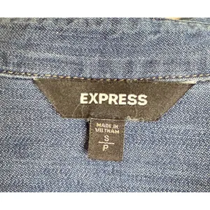 Express Womens‎ S Blue Denim Shirt Dress Short Sleeve Button Front Mini Preppy thumbnail 5