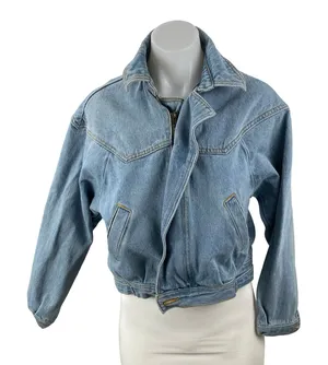 Brandy Melville Women's Collared Long Sleeve Crop Trucker Denim Coat Jacket Sz M thumbnail 1