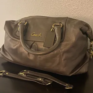 Coach Ashley Convertible Pewter Metallic Leather Satchel | Shoulder Bag thumbnail 2