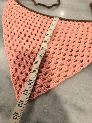 Handmade Crochet Bandana Head Scarf Cotton Boho Triangle Wrap Fest Cottagecore thumbnail 5