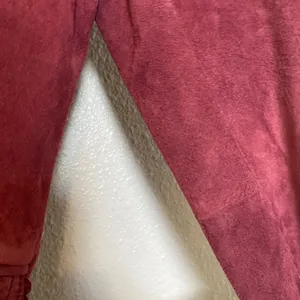 Burgundy Suede Blazer Jacket Small 100% Genuine Leather Autumn Fall Retro thumbnail 5