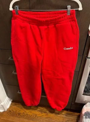 Comfrt red sweatpants women's large thumbnail 1