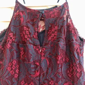Francesca’s Blue Red Floral Lace Women’s Sleeveless Dress Size Large thumbnail 5