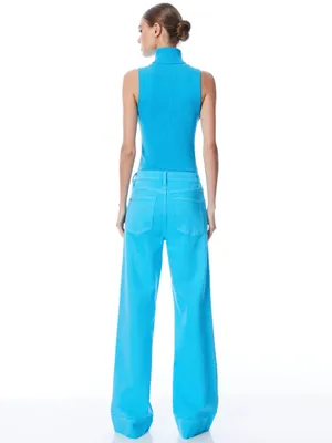 Alice + Olivia Sofia High Rise Boyfriend Jeans in Ocean Floor Blue, Size 25, NWT thumbnail 6