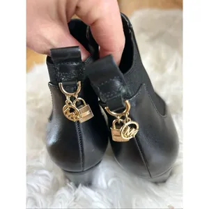 Michael kors black leather booties size 8.5 with charms in the back stylish mode thumbnail 3