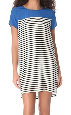 Joie‎ Momsen Short Sleeve Striped Silk Shift Dress Womens Size XS thumbnail 1