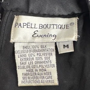 Vintage 1980s Papell Boutique Black Silver Beaded Silk Evening Top Small thumbnail 15