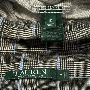 Lauren Ralph Lauren Size M Black Blue Plaid Long Sleeve Pajama Top & Bottom Set thumbnail 8