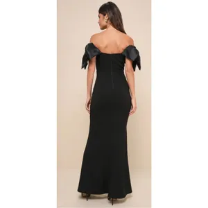 Lulus Pristine Sensation Black Bow Off-the-Shoulder Maxi Dress Size Medium thumbnail 2