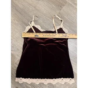 NY& Co. Authentic Y2K Brown Velvet Lace Camisole Babydoll Grunge Goth USA Size M thumbnail 5