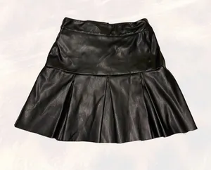 West of Melrose Black Faux Leather Pleated Mini Skirt thumbnail 1