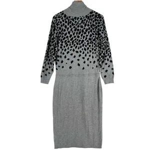 Lascana For Venus‎ Leopard Print Midi Sweater Dress Turtleneck Long Sleeve L thumbnail 2