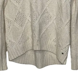 American Eagle Open Knit Sweater Size‎ Small Cream Cotton Wool Stretch Blend thumbnail 4